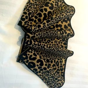 Michael Kors Leopard Print Muffler Scarf Dark Camel